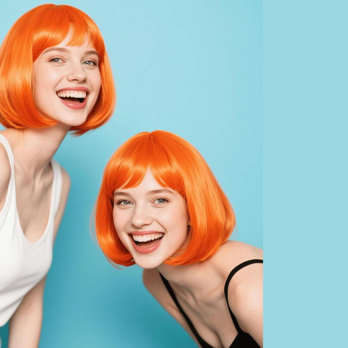 Orange Bob-Perücke mit Pony – 25cm, natürlich & bequem