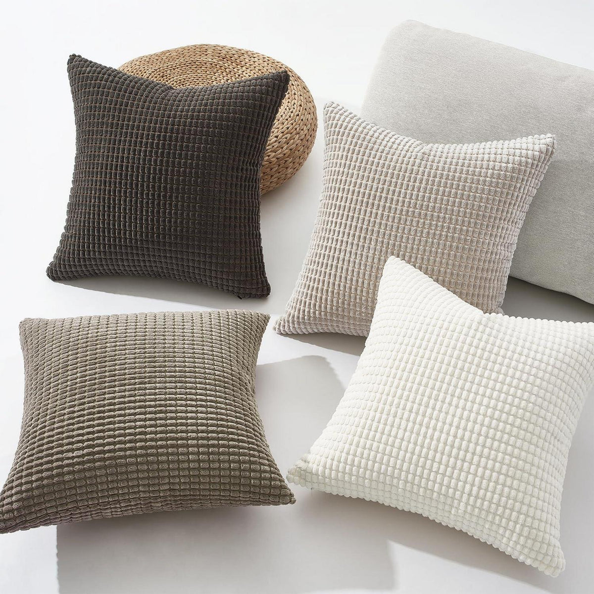 Herbst Kissenbezüge 4er-Set Boho Grau 40x40 cm