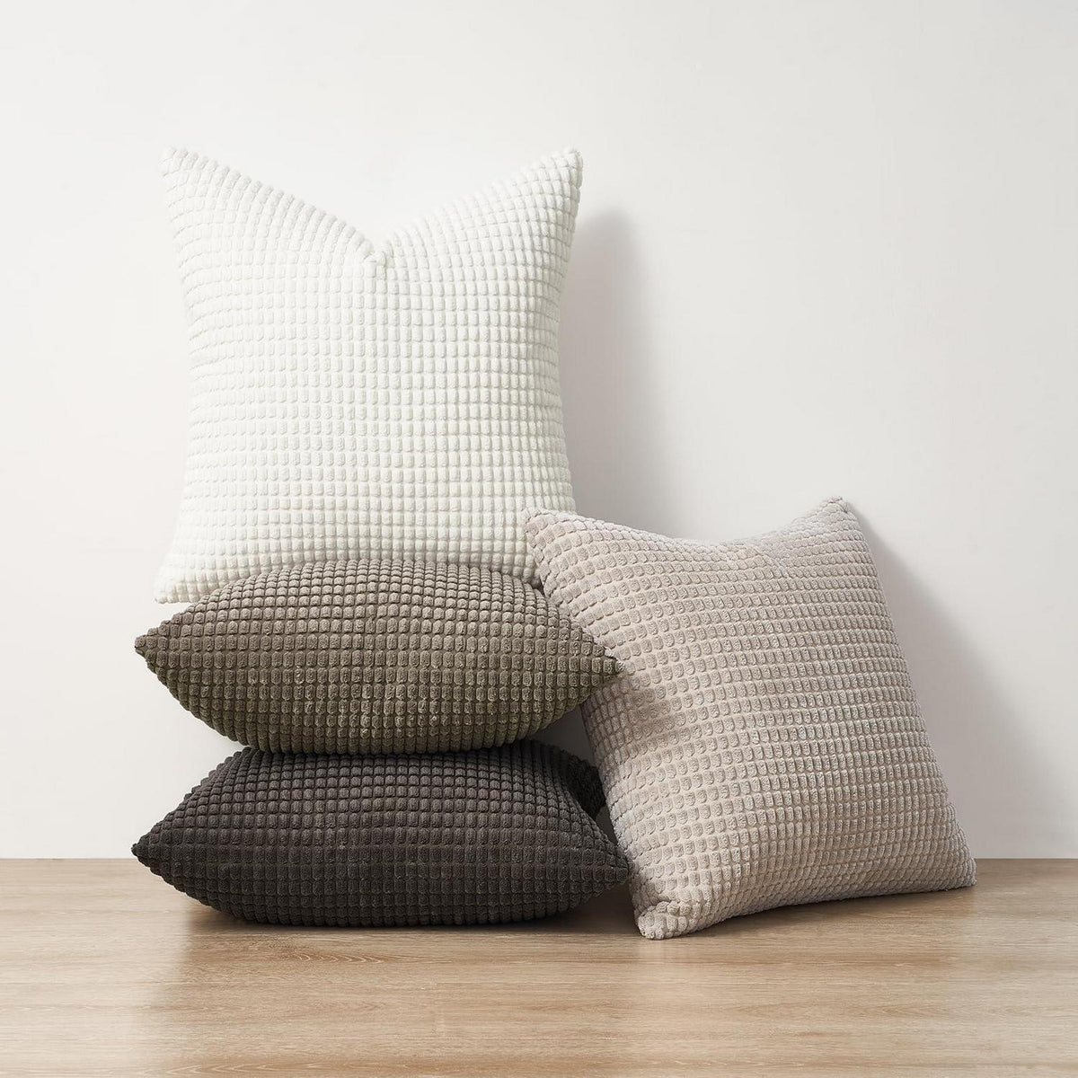 Herbst Kissenbezüge 4er-Set Boho Grau 40x40 cm