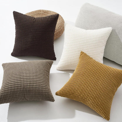 Boho Kissenbezüge 4er Set, Kordsamt, 40x40 cm Braun