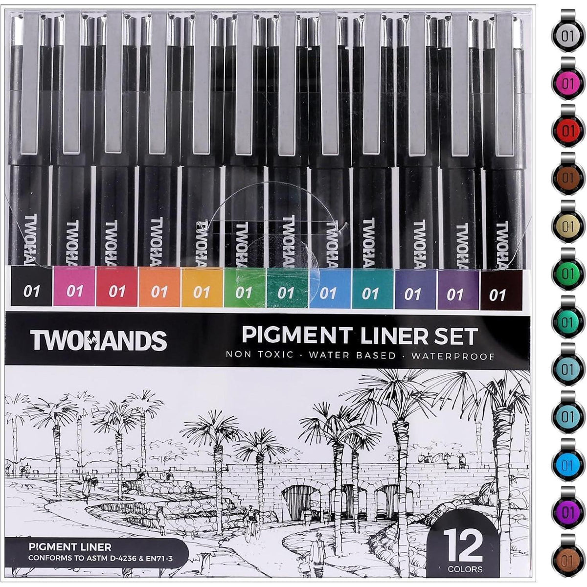 Fineliner Stift Set 12 Farben – Ultrafeine 0,25mm Spitze