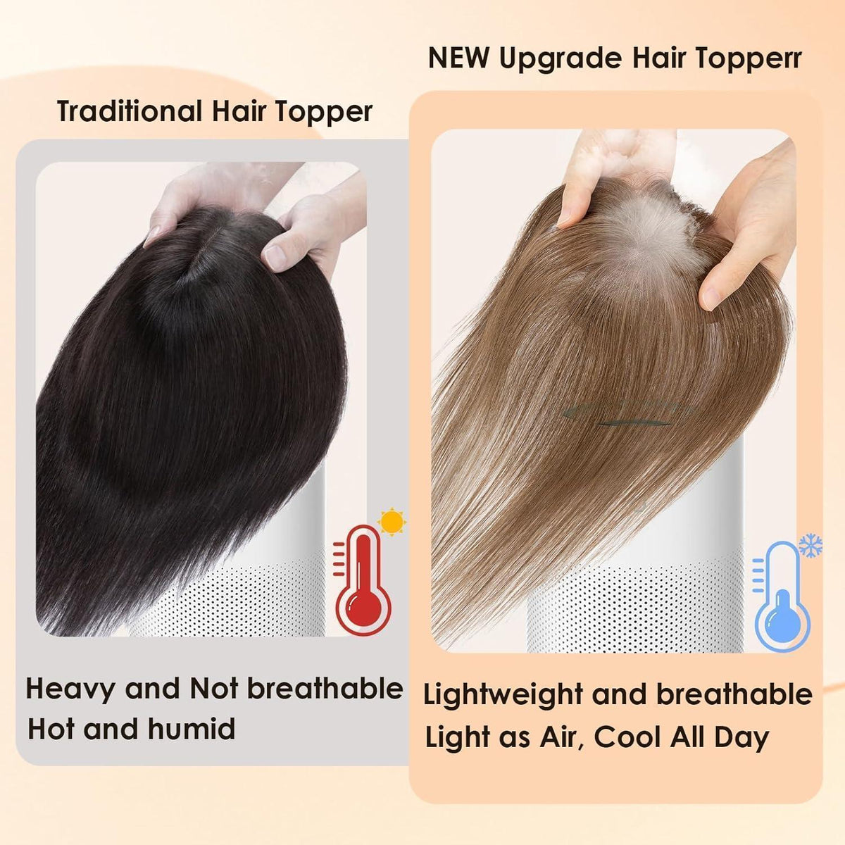 Echthaar Topper Dunkelbraun mit Wispy Pony