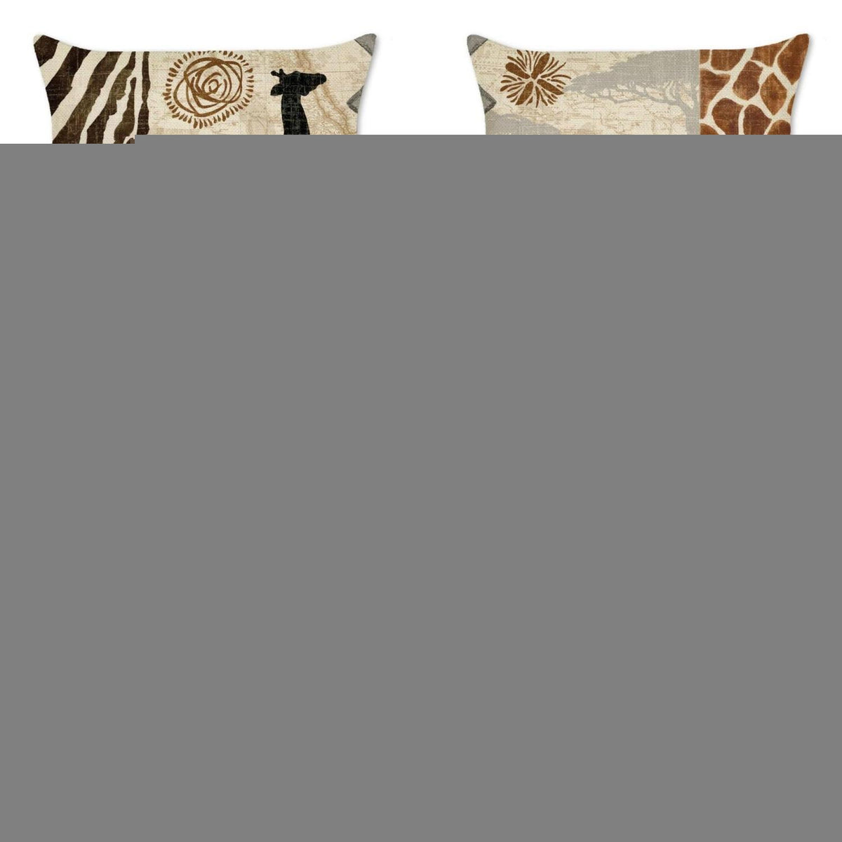 Leinen Kissenbezug 40x40 Afrika Tiere - 4er Set Zierkissen