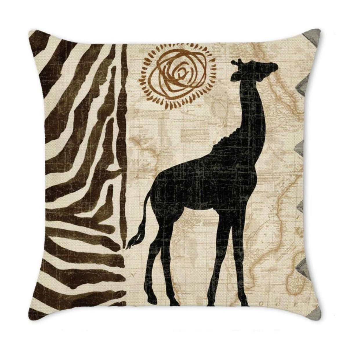 Leinen Kissenbezug 40x40 Afrika Tiere - 4er Set Zierkissen