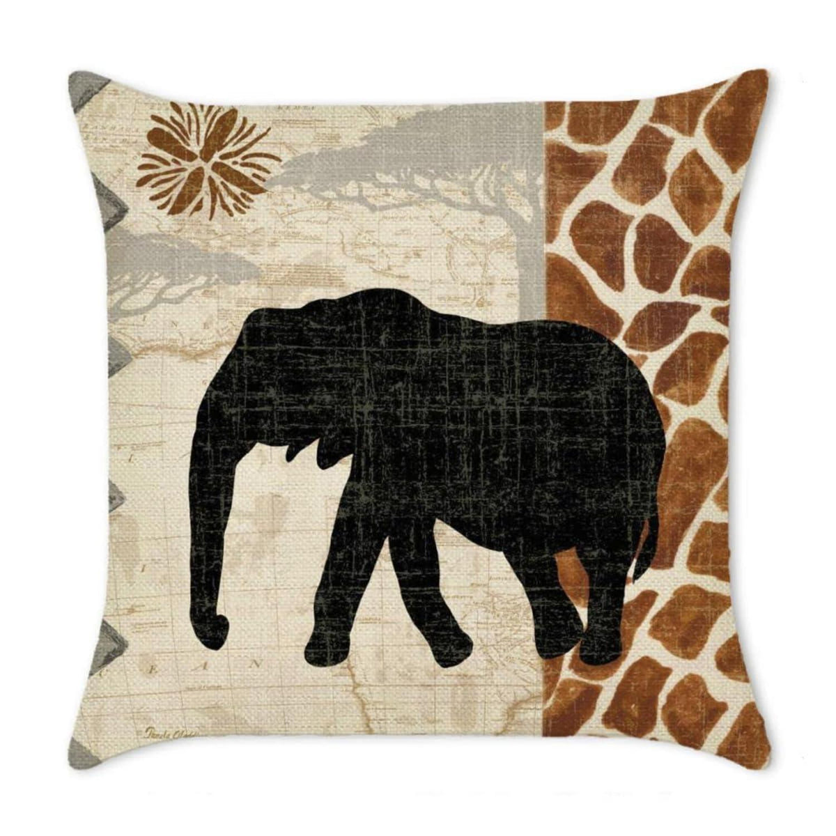 Leinen Kissenbezug 40x40 Afrika Tiere - 4er Set Zierkissen