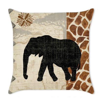 Leinen Kissenbezug 40x40 Afrika Tiere - 4er Set Zierkissen