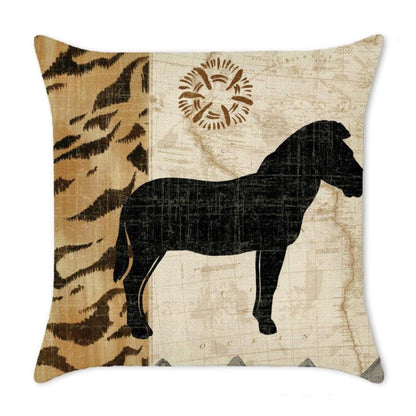 Leinen Kissenbezug 40x40 Afrika Tiere - 4er Set Zierkissen