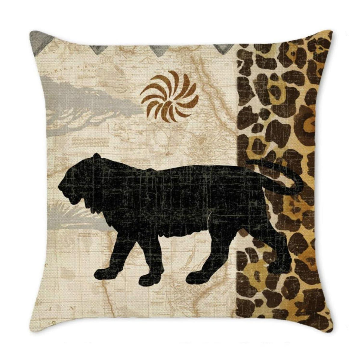 Leinen Kissenbezug 40x40 Afrika Tiere - 4er Set Zierkissen