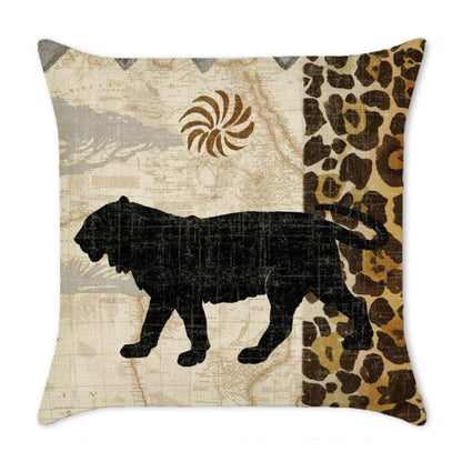 Leinen Kissenbezug 40x40 Afrika Tiere - 4er Set Zierkissen