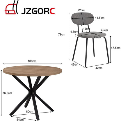 Runder Esstisch Set (100cm) mit 4 modernen Stapelstühlen