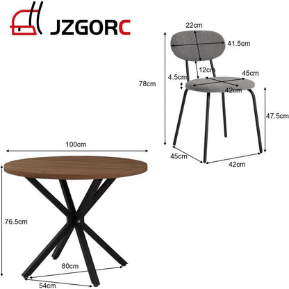 Runder Esstisch Set (100cm) mit 4 Stapelstühlen Dunkelgrau
