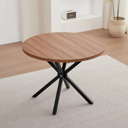 Runder Esstisch Set (100cm) mit 6 Stapelstühlen Dunkel/Schwarz