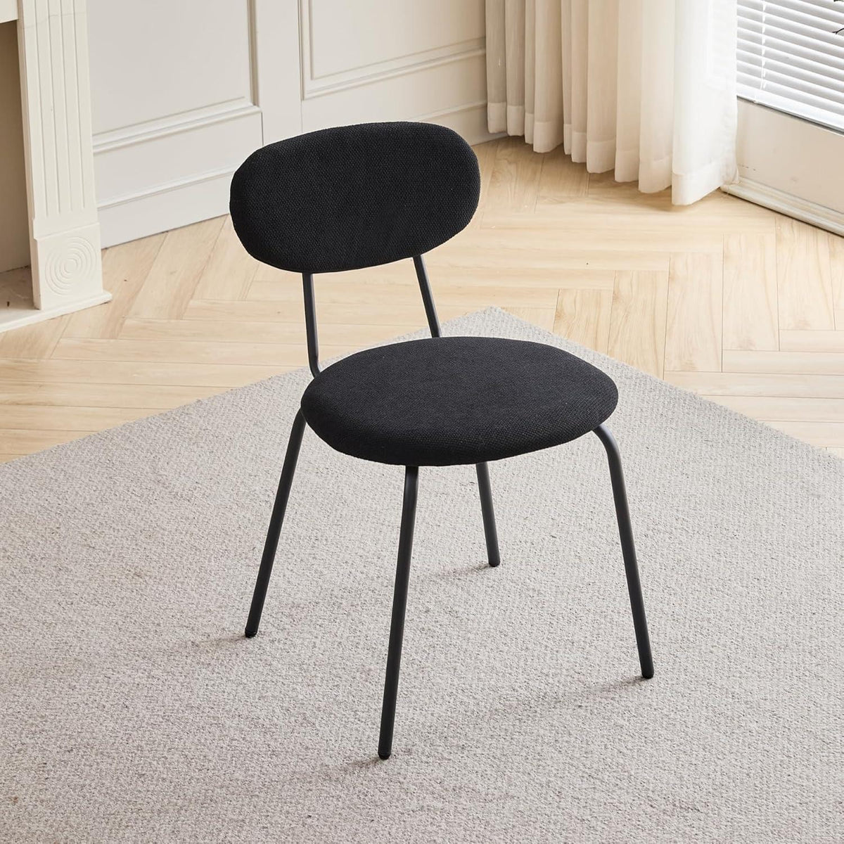 Runder Esstisch Set (100cm) mit 6 Stapelstühlen Dunkel/Schwarz