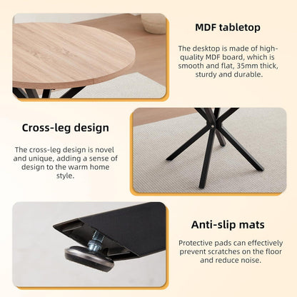 Runder Esstisch Set (100cm) mit 6 Stapelstühlen – Modern & Ergonomisch