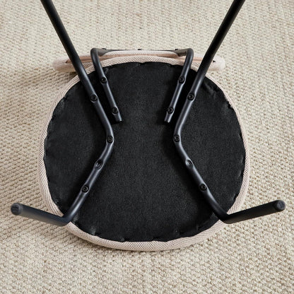Runder Esstisch Set 100cm Holz + 6 Stapelbare Stühle Hell/Khaki