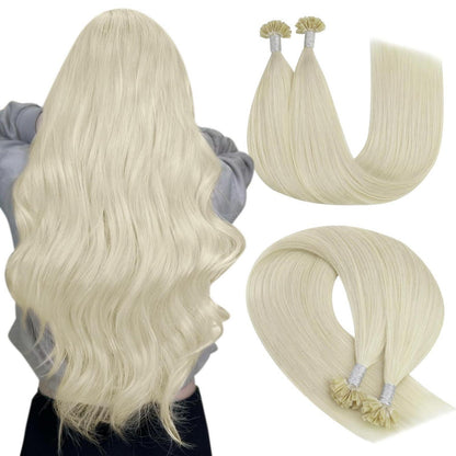Echthaar Bonding Extensions Platinblond 55cm - U Tip