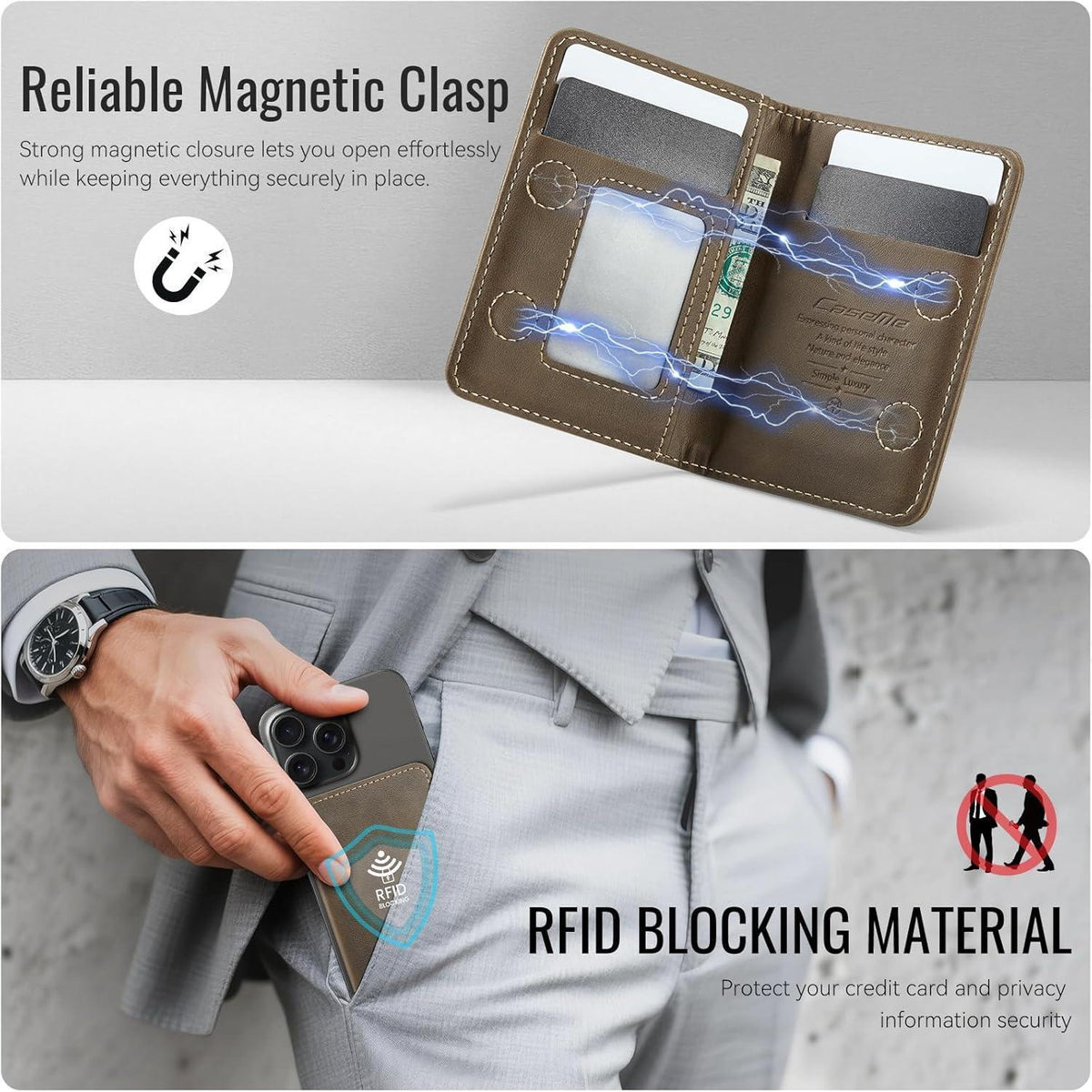 MagSafe Wallet Braun mit RFID Schutz & 4 Kartenfächern