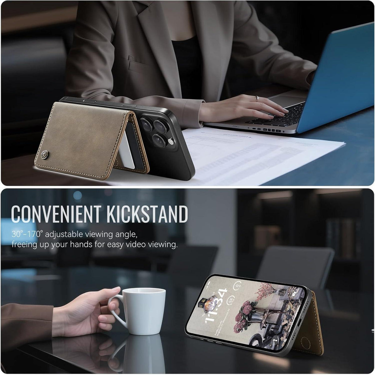 MagSafe Wallet Braun mit RFID Schutz & 4 Kartenfächern