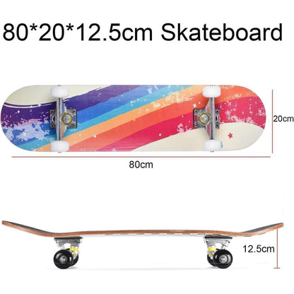 Komplettes Skateboard 31x8 Zoll – Rainbow Stripes für Anfänger & Profis