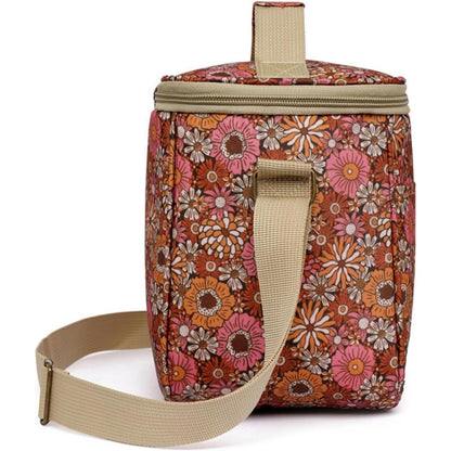 Isolierte Lunchtasche Blumenmuster mit Schultergurt (7.5L, Braun)