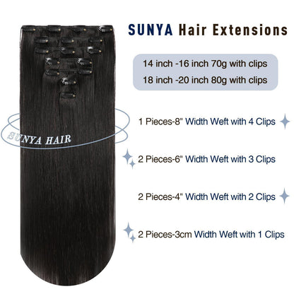 Echthaar Clip-Ins Schwarz – Haarverlängerung 30cm