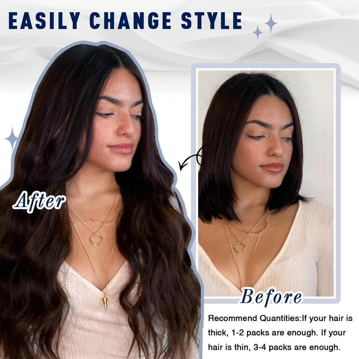 Echthaar Clip-Ins Schwarz – Haarverlängerung 30cm