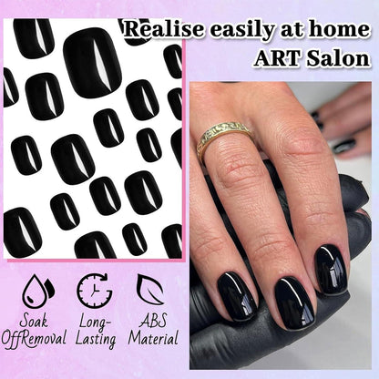240 Press On Nägel Schwarz Quadratisch Kurz – DIY Nageldesign