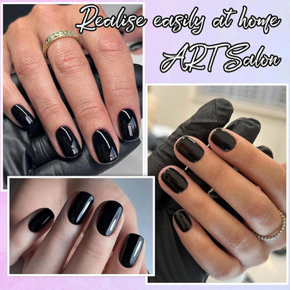 240 Press On Nägel Schwarz Quadratisch Kurz – DIY Nageldesign