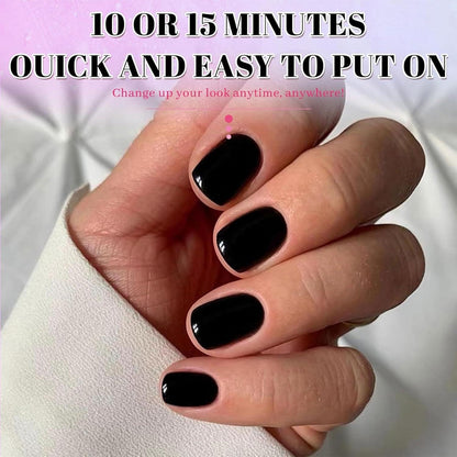 240 Press On Nägel Schwarz Quadratisch Kurz – DIY Nageldesign