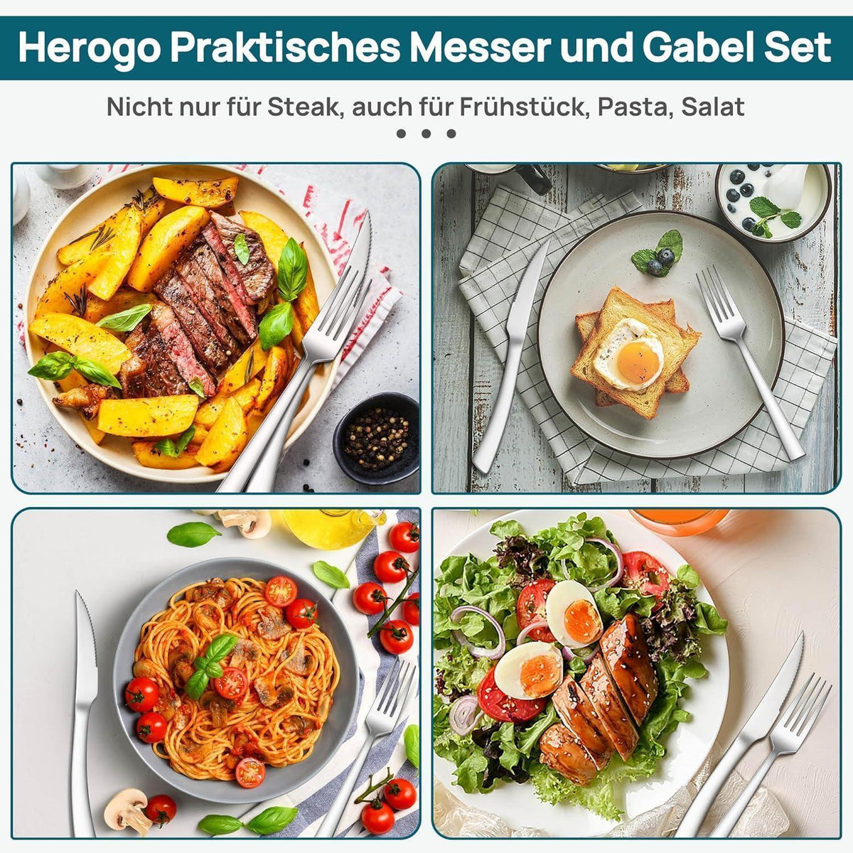 Edelstahl Besteckset 24-teilig, Modernes Design