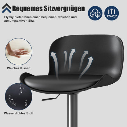 Höhenverstellbarer Barhocker 2er Set Schwarz mit Fußstütze