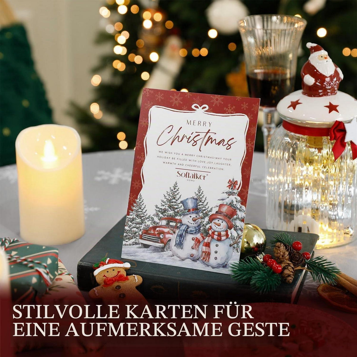 Weihnachts Tischdecke Grau Rund 160cm - Schneemann Motiv