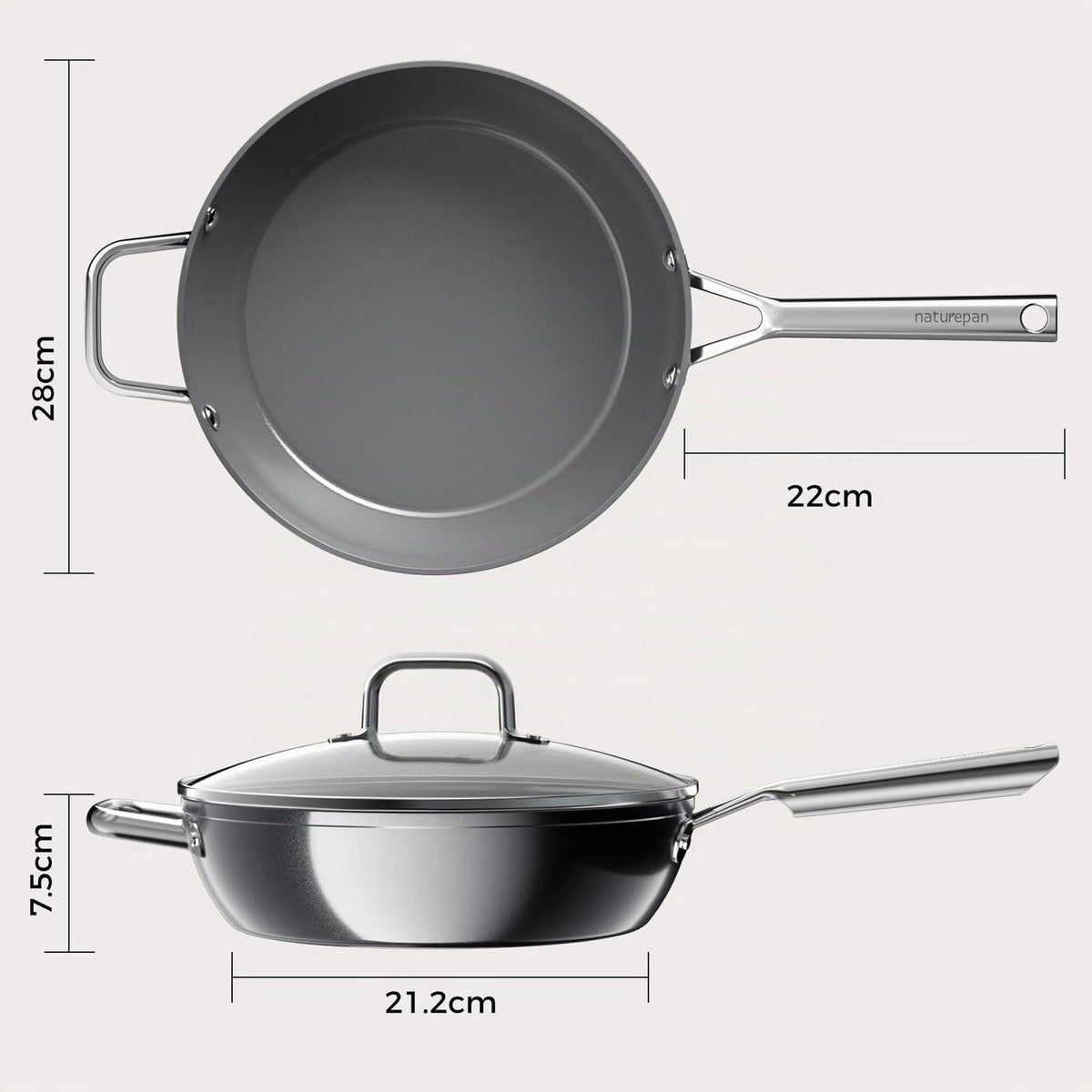 28cm Keramikpfanne mit Deckel – Antihaft & Induktionsgeeignet