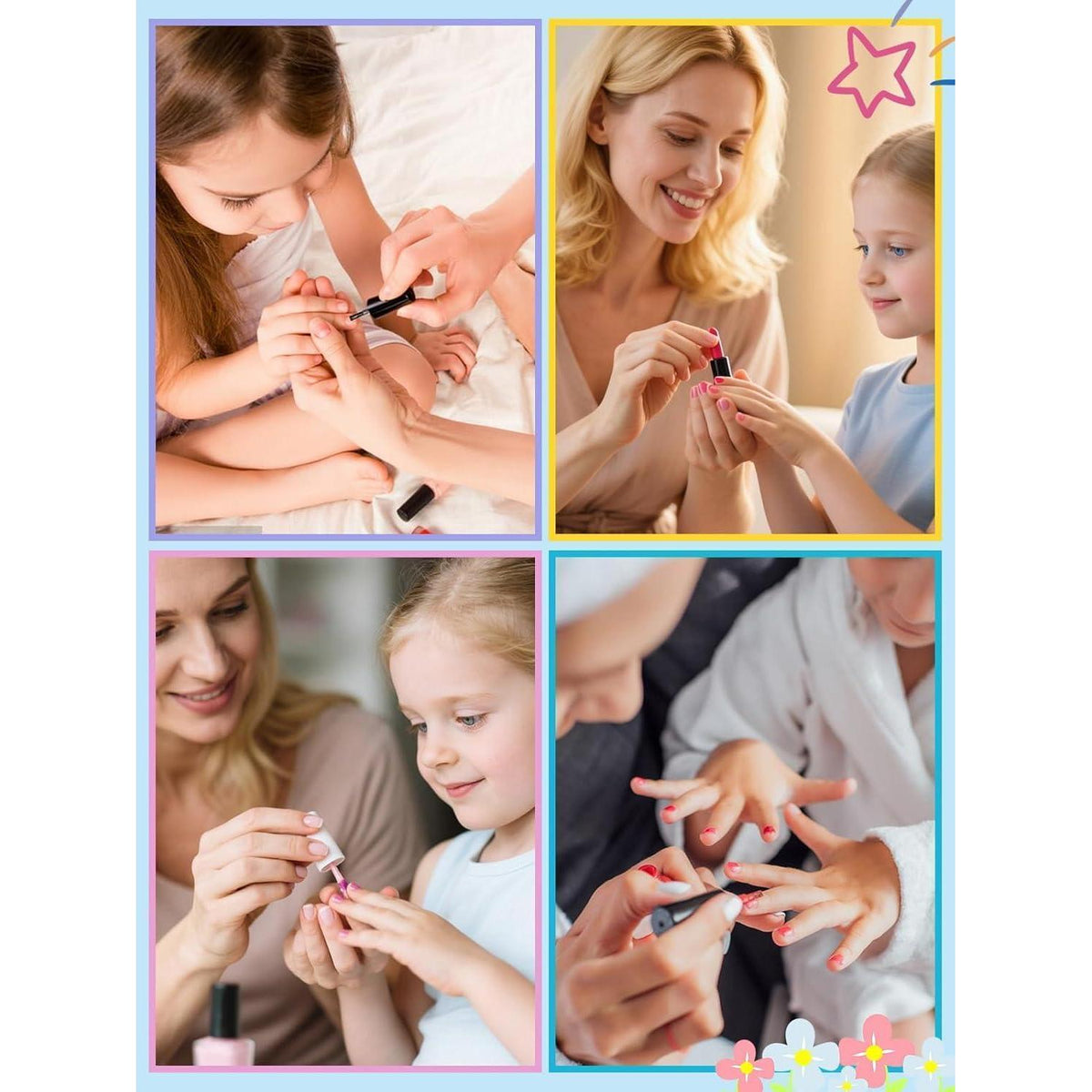 26er Set Kinder Press On Nägel – Mandelform für Mädchen 6-10 Jahre