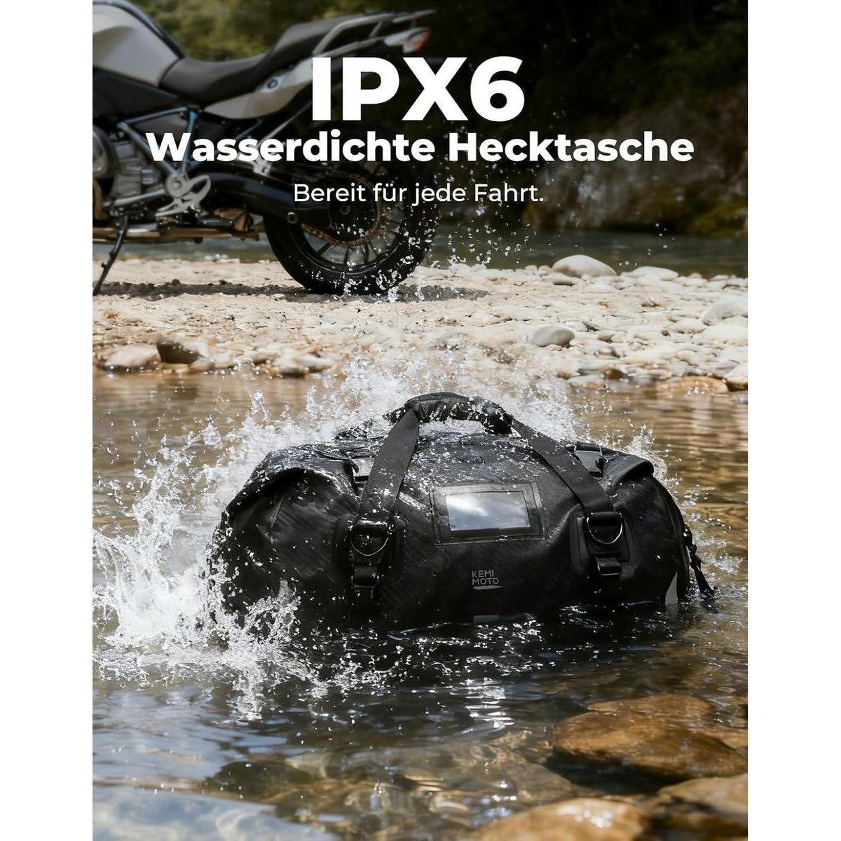 Motorrad Hecktasche 40L wasserdicht mit Schnellverschluss