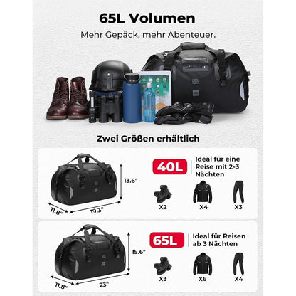 Motorrad Hecktasche 40L wasserdicht mit Schnellverschluss