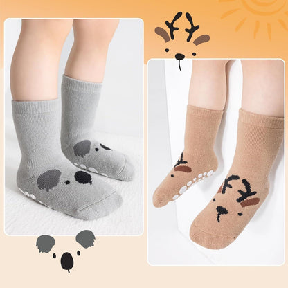 Rutschfeste Stoppersocken Kinder Baby 5er Set mit Tieren