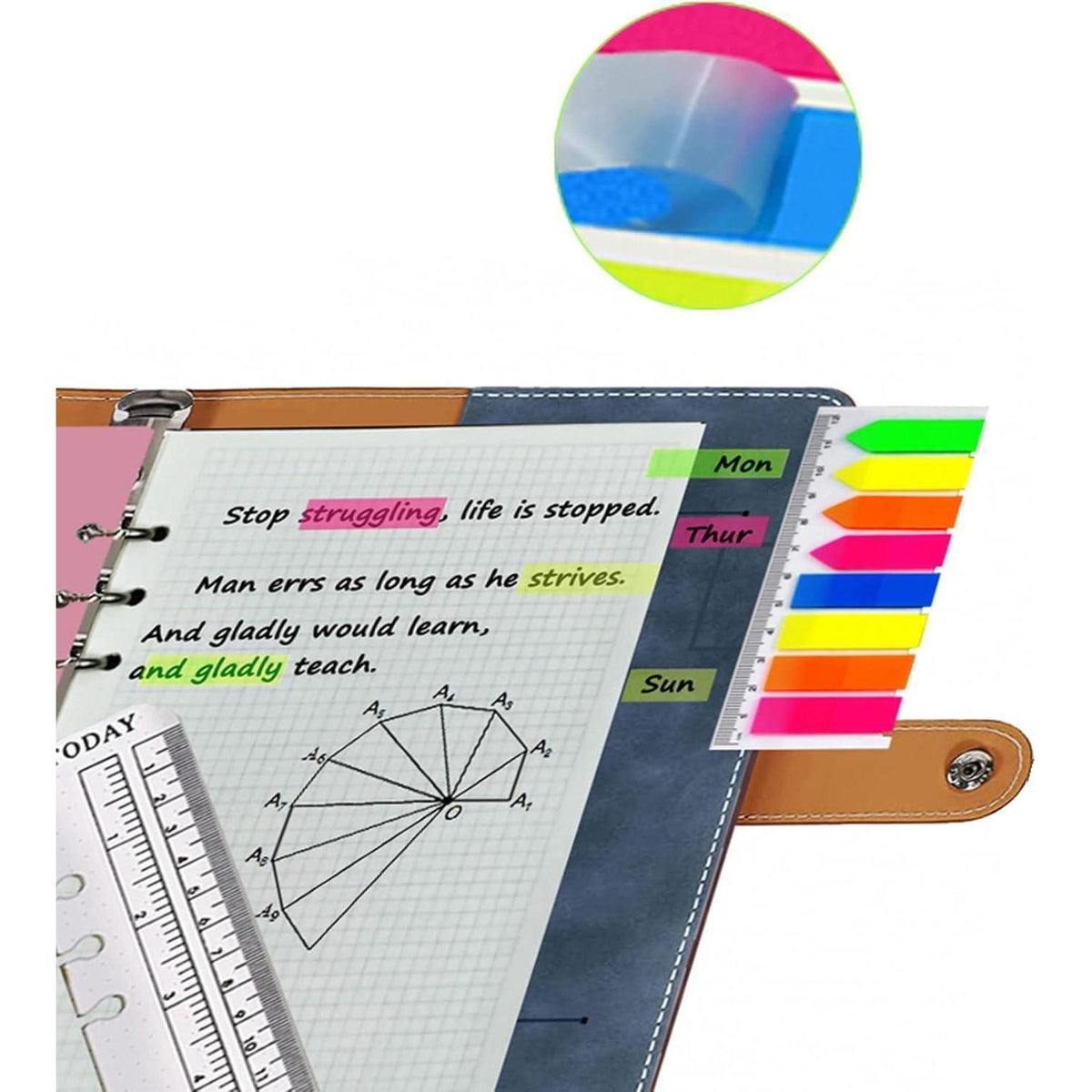 A5 Notizbuch Binder – Olivgrün Kariert, Nachfüllbar in Lederoptik