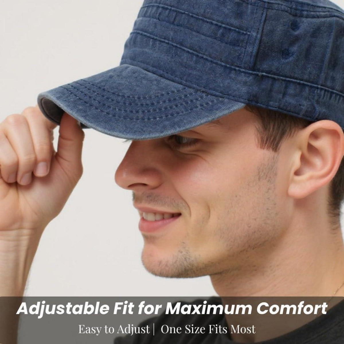 Vintage Military Cap Baumwolle Grau – Unisex Baseballkappe