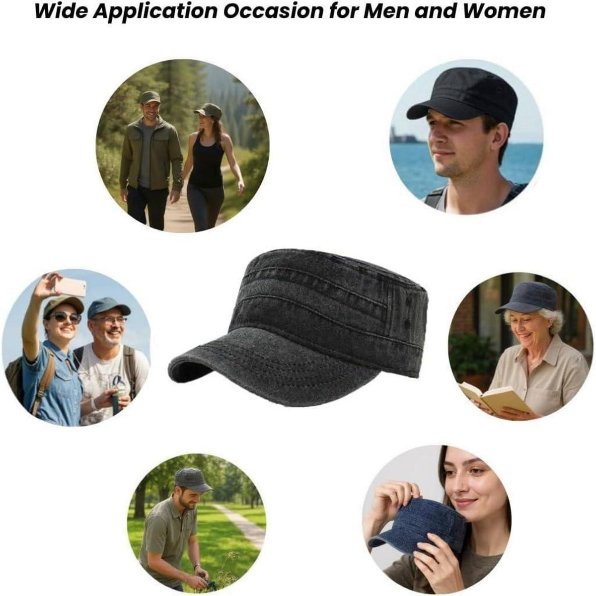 Vintage Military Cap Baumwolle Grau – Unisex Baseballkappe