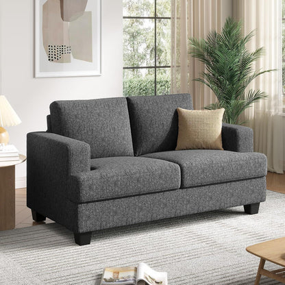 Kleines 2-Sitzer Sofa Grau – Modernes Wohnzimmer Sofa mit Leinenstoff
