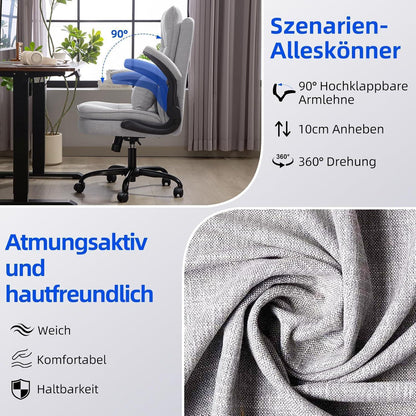 Ergonomischer Bürostuhl mit hoher Rückenlehne und Wippfunktion, Grau