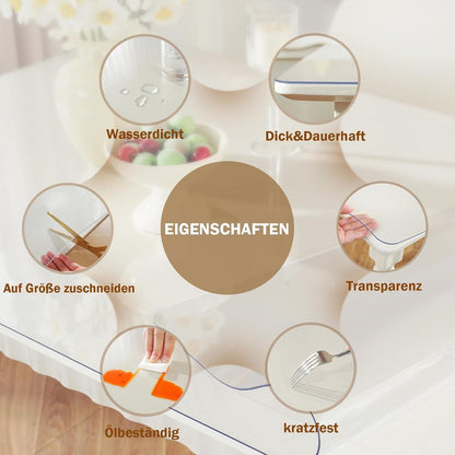 Royhom Tischfolie Transparent 100x180 cm – Mattiert & Blasenfrei