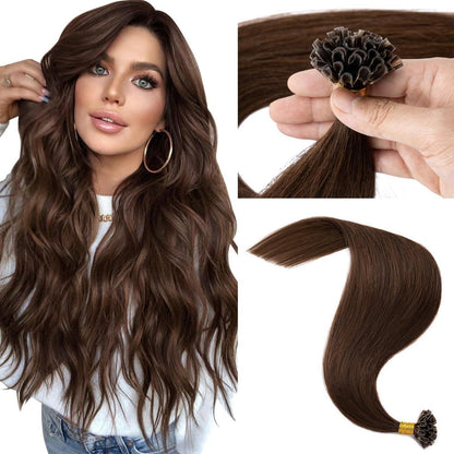 Echthaar Extensions Bondings Schokoladenbraun 45cm - 50g
