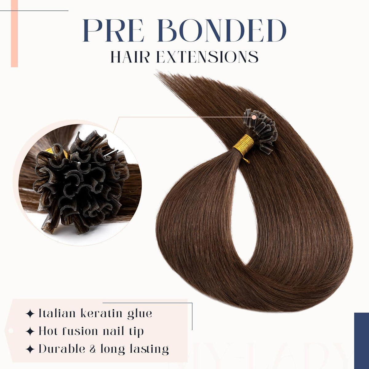 Echthaar Extensions Bondings Schokoladenbraun 45cm - 50g