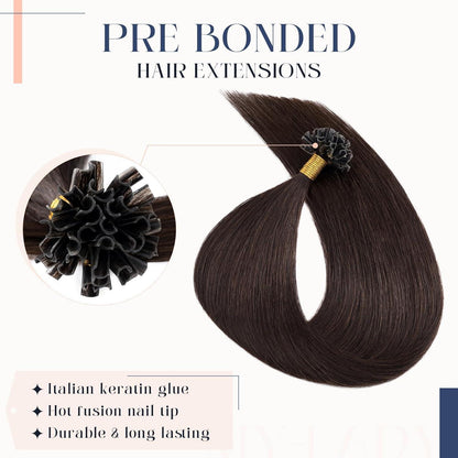 Echthaar Extensions Bondings Dunkelbraun 55cm - 50g