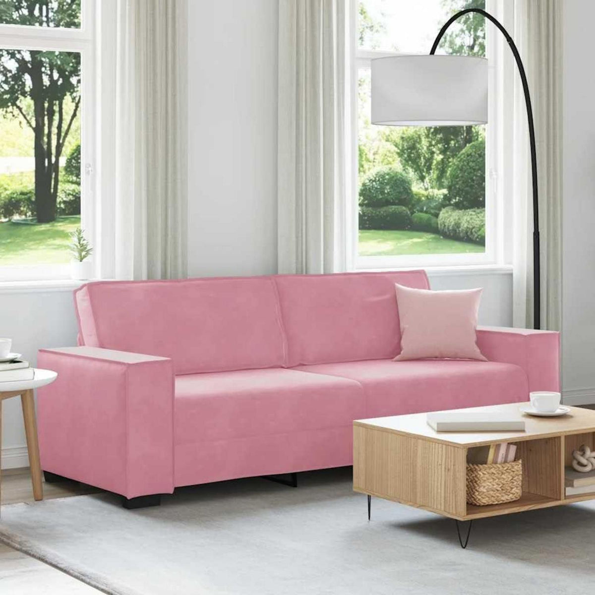 Rosa Samt Sofa 3-Sitzer – 180 cm Wohnzimmercouch