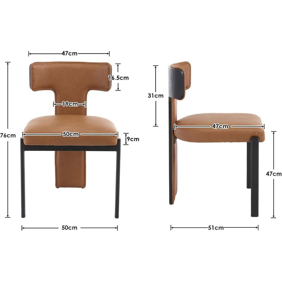 Moderner Esszimmerstuhl Set Braun – 4er Pack mit Holzrücken