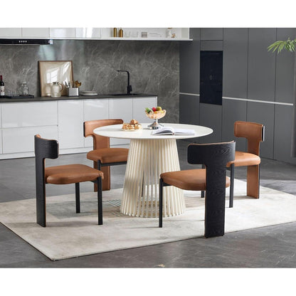Moderner Esszimmerstuhl Set Braun – 4er Pack mit Holzrücken