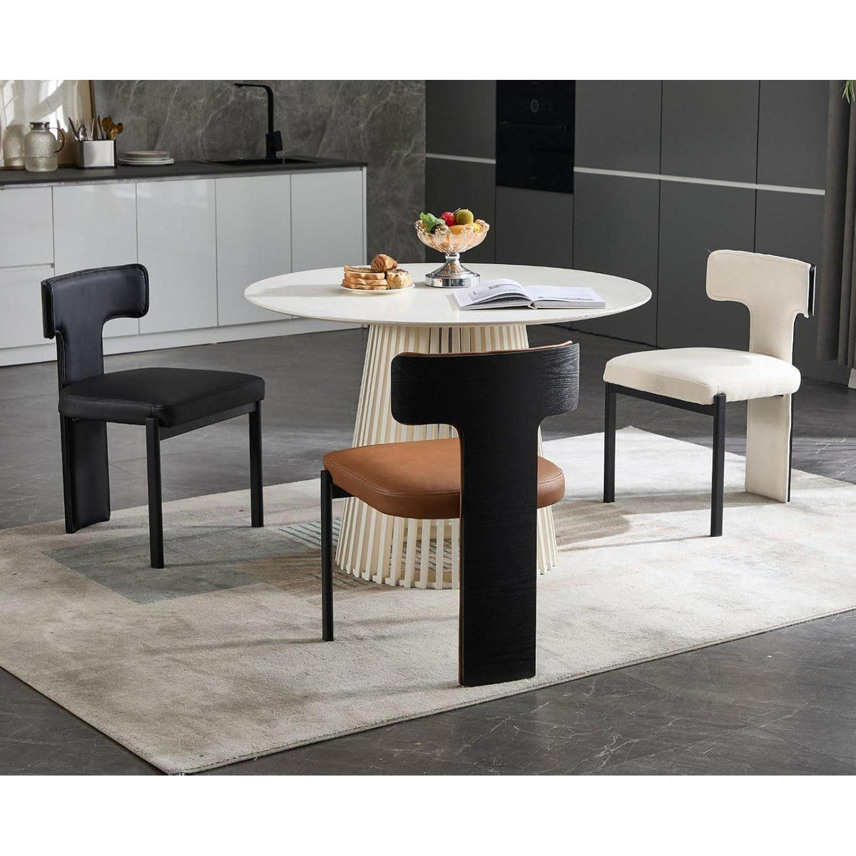 Moderner Esszimmerstuhl Set Braun – 4er Pack mit Holzrücken